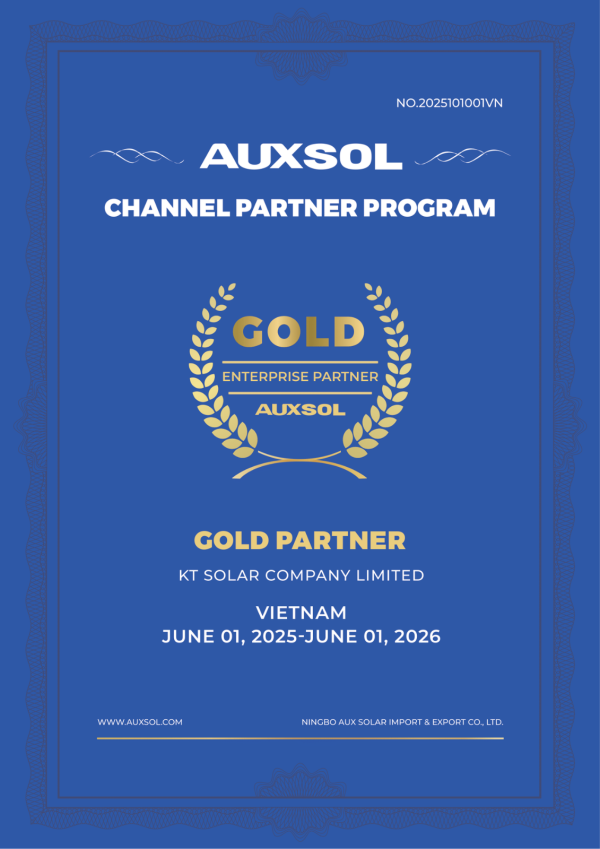 Chứng chỉ phân phối auxsol của KT Solar